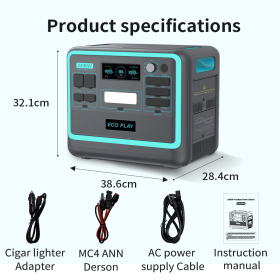 Portable Power Station;  2048Wh LiFePO4 Battery Backup;  1.8H Fast Charging;  2400W AC Outlets(4800W Peak);  25A RV Output;  Solar Generator for