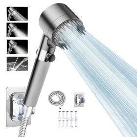 Shower Head Set With Massage Heads, Multiple Filters And Mode-Switching Function For Various Watering Modes (Option: Grey Shower Head Kit)
