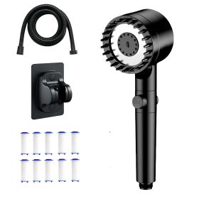 Shower Head Set With Massage Heads, Multiple Filters And Mode-Switching Function For Various Watering Modes (Option: Black Shower Head Kit)