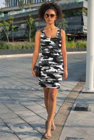 Snow Camouflage Pattern Plakat Sublimation Cut & Sew Dress (size: X-Large)