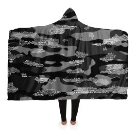 Snow Camouflage Pattern Mosaic Style Plakat Hooded Blanket (Type: Micro Fleece, size: Youth)
