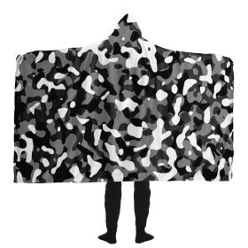 Snow Camouflage Pattern Plakat Hooded Blanket (Type: Premium Sherpa, size: Adult)