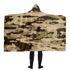 Desert Camouflage Pattern Hooded Blanket (Type: Premium Sherpa, size: Youth)