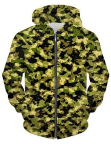 Camouflage UNISEX ZIP HOODIE (size: large)