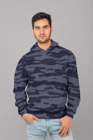 Dark blue camouflage pattern plakat UNISEX Sublimation Hoodie (size: X-Large)