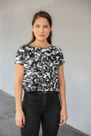 Snow Camouflage Pattern Plakat All-Over Print Crop Tee (size: large)